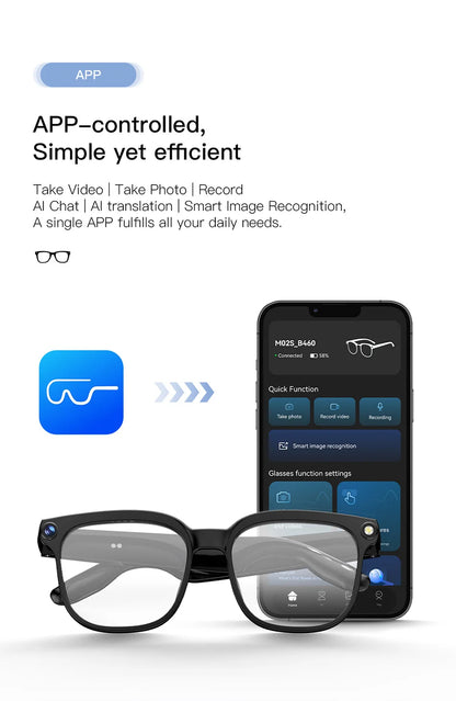 Smart Glasses 2026 4K HD Chat GPT 800MP Camera Recording WIFI - Bluetooth Call 260Mah Voice Assistant