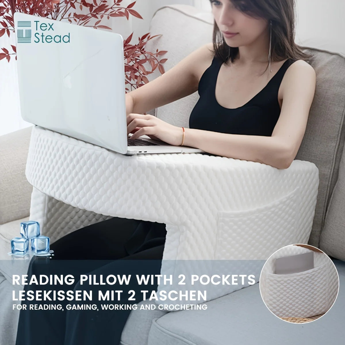 Large Reading Pillow, Memory Foam Bed Rest Pillow for Reading, laptop