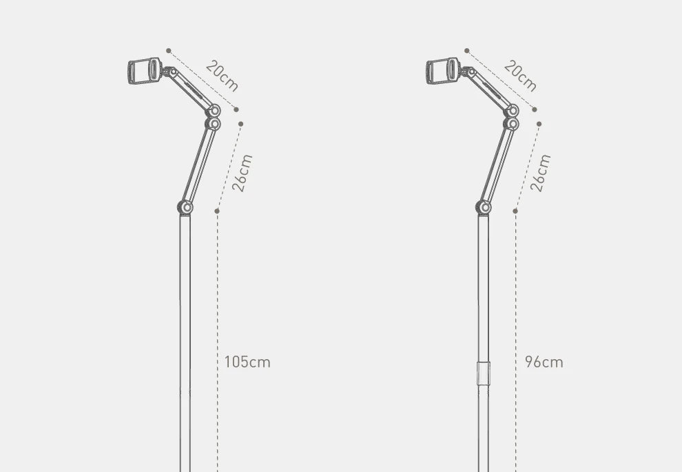 Stand Phone, Tablet Holder Floor Aluminum  Retractable iPad Clip