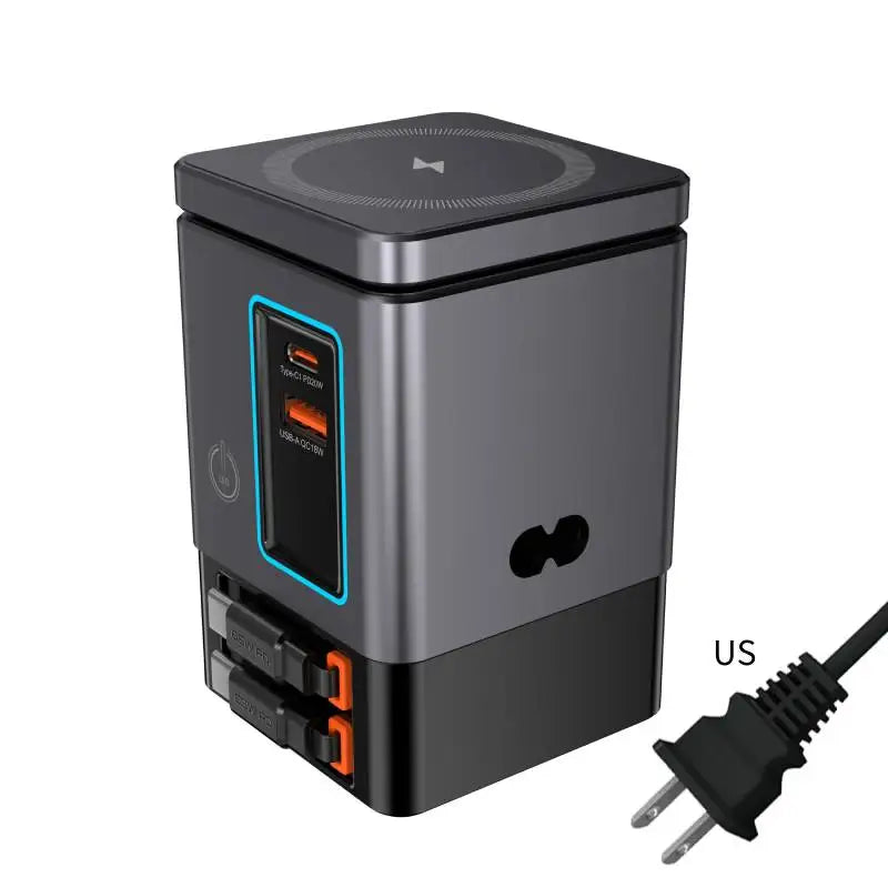 6-in-1 Cell Phone Charging Station with Retractable USB-C Cable Power Tower 105W Fast Charger for iPhone Airpod