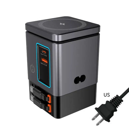 6-in-1 Cell Phone Charging Station with Retractable USB-C Cable Power Tower 105W Fast Charger for iPhone Airpod