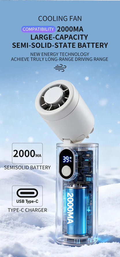 Lenovo Foldable Handheld Fan High Speed Turbine Ice Cooling 100 Gears USB rechargeable