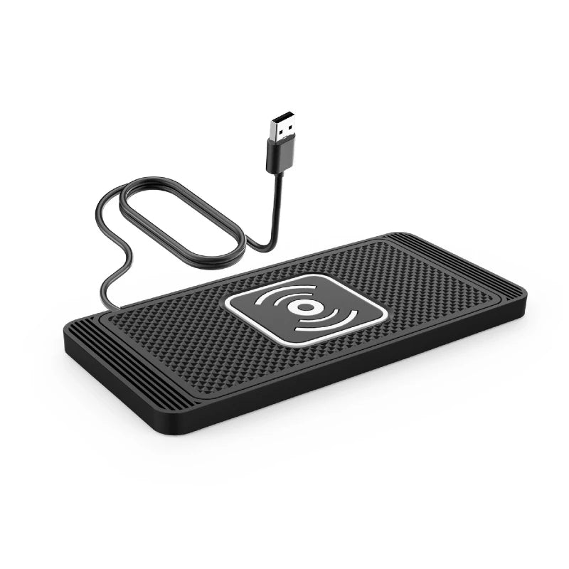 Cordless 15W Car Charger Pad Non-Slip Qi Fast Charging for Android & iPhone 11/12/13/14 - Vehicle Phone Charger