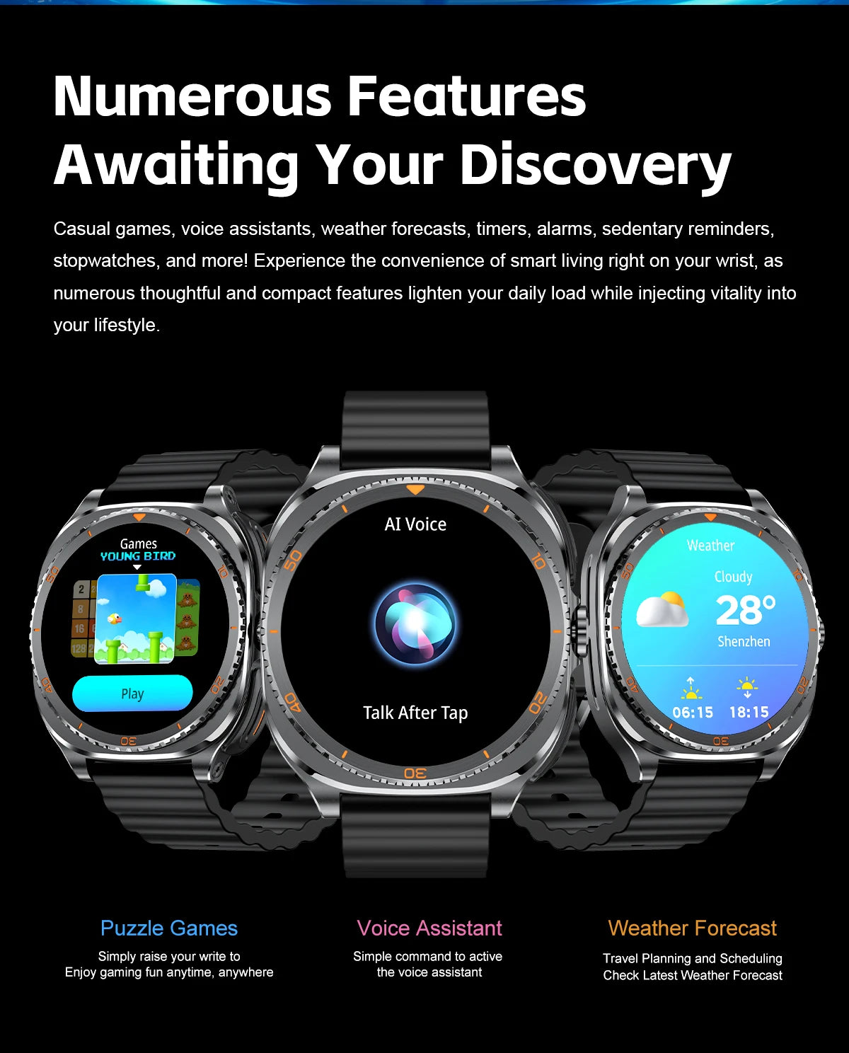 New watch earphones 2-in-1 smartwatch, Health monitoring device, wireless calling, 100+sports mode male and female smartwatches