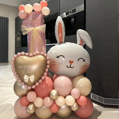43pcs Rabbit Balloon Set With 32inch 1-9 Pink Number Balloon for Easter Themed Birthday Party Decoration Kids Toys Helium Globos
