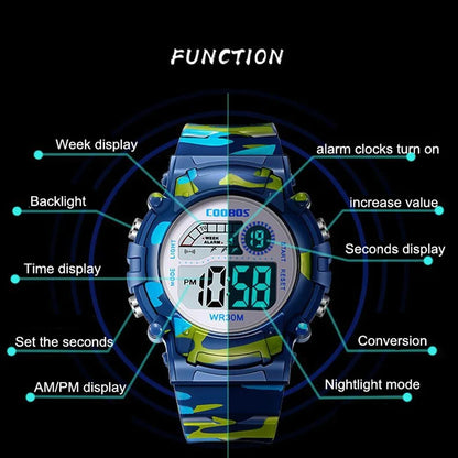 Digital LED Luminous Waterproof Watch for Kids Multi-function