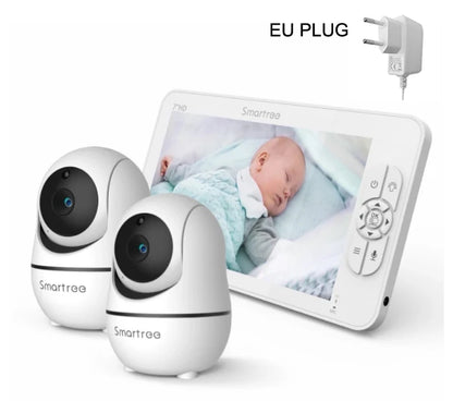 1080P HD Split Screen Video Baby Monitor with two Camera, Hack Proof, Remote Zoom/Pan/Tilt, 4000mAh Battery