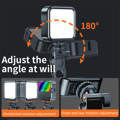 Led Adjustable Portable Selfie Video Light-Brightness Boost Color Control with Clamp Tripod Selfie Stick