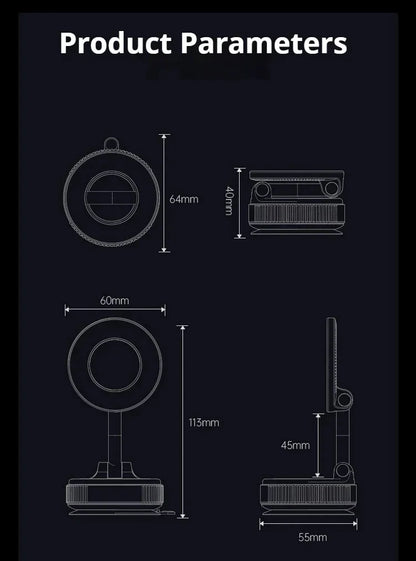 Vacuum Strong Magnetic Phone Holder Foldable Design 360° Adjustable Vacuum Car Mount For Cell Phone For phone Live Stream New