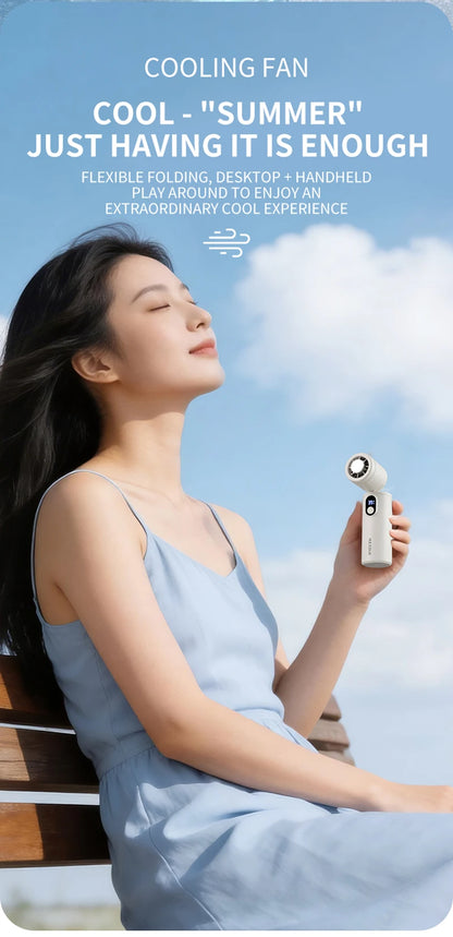 Lenovo Foldable Handheld Fan High Speed Turbine Ice Cooling 100 Gears USB rechargeable
