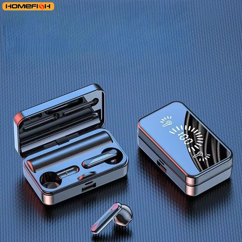 S20 Bluetooth Earphone  Mirror case with Digital Display Touch Control  Earbuds