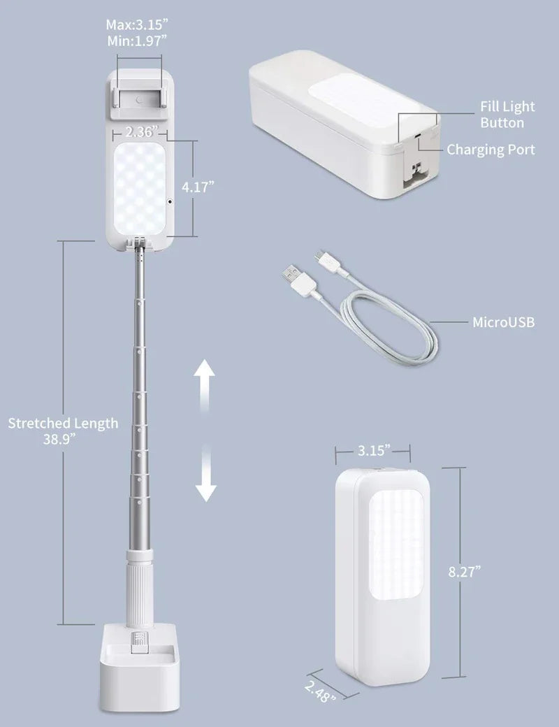 Multifunction Mobile Phone Holder Can Be Bent & Telescopic with light & remote control