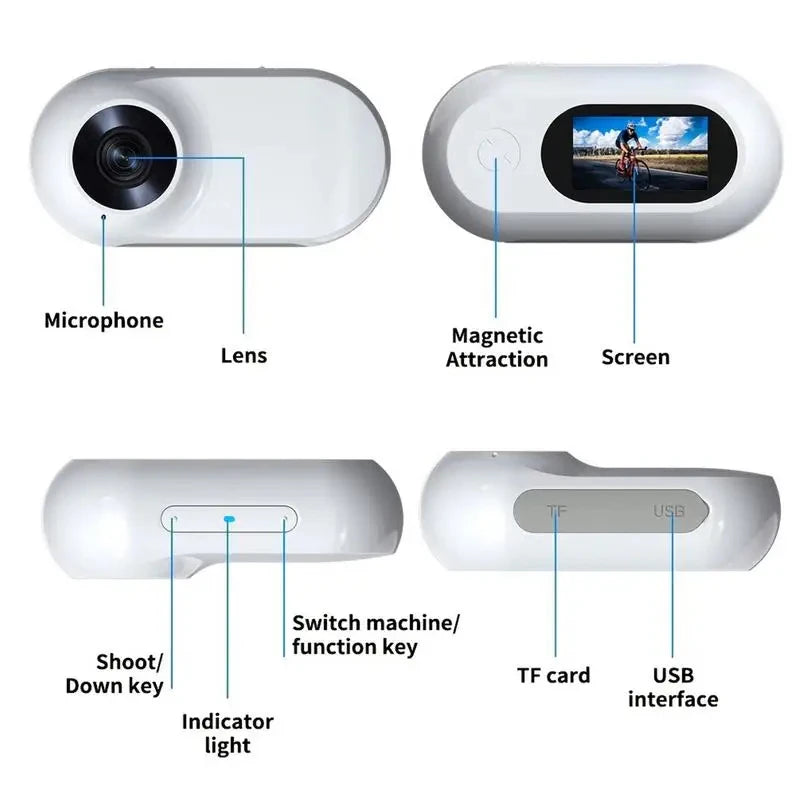 0.96 inch Mini Pet Collar Camera USB Rechargeable HD 1080P LCD Display Lightweight Pet Sport Camera Support Video and Photo Func