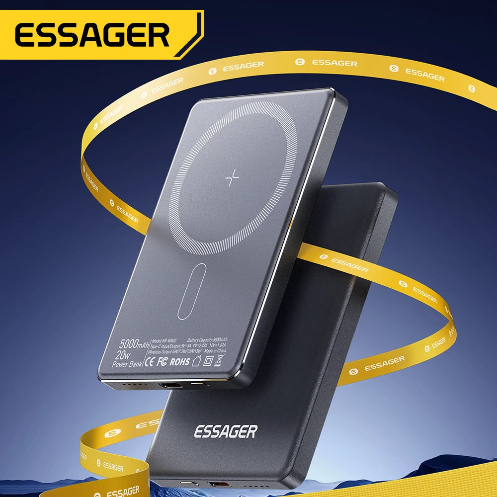 Essager  ultra Thin Wireless Magnetic External Battery 20W 5000mAh Fast Charging For iPhone 17 16 15 14