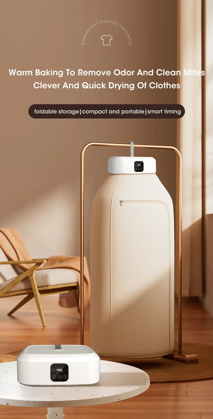 Electric Portable Clothes Dryer Foldable Smart Drying Rack with UV Light Sterilization for Home and Travel Use