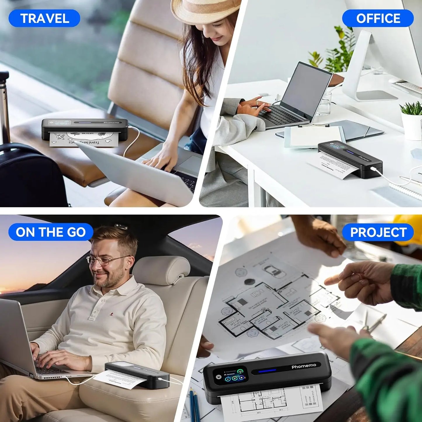 Phomemo M832D Touchscreen Portable Printer Thermal Inkless Supports Prints A4 & US Letter, Compatible with iOS/Android/PC