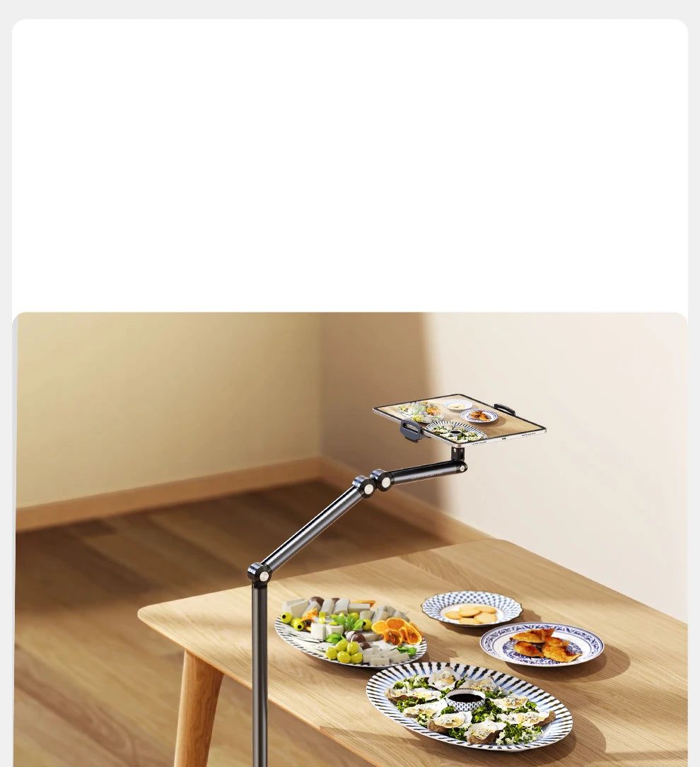 Stand Phone, Tablet Holder Floor Aluminum  Retractable iPad Clip