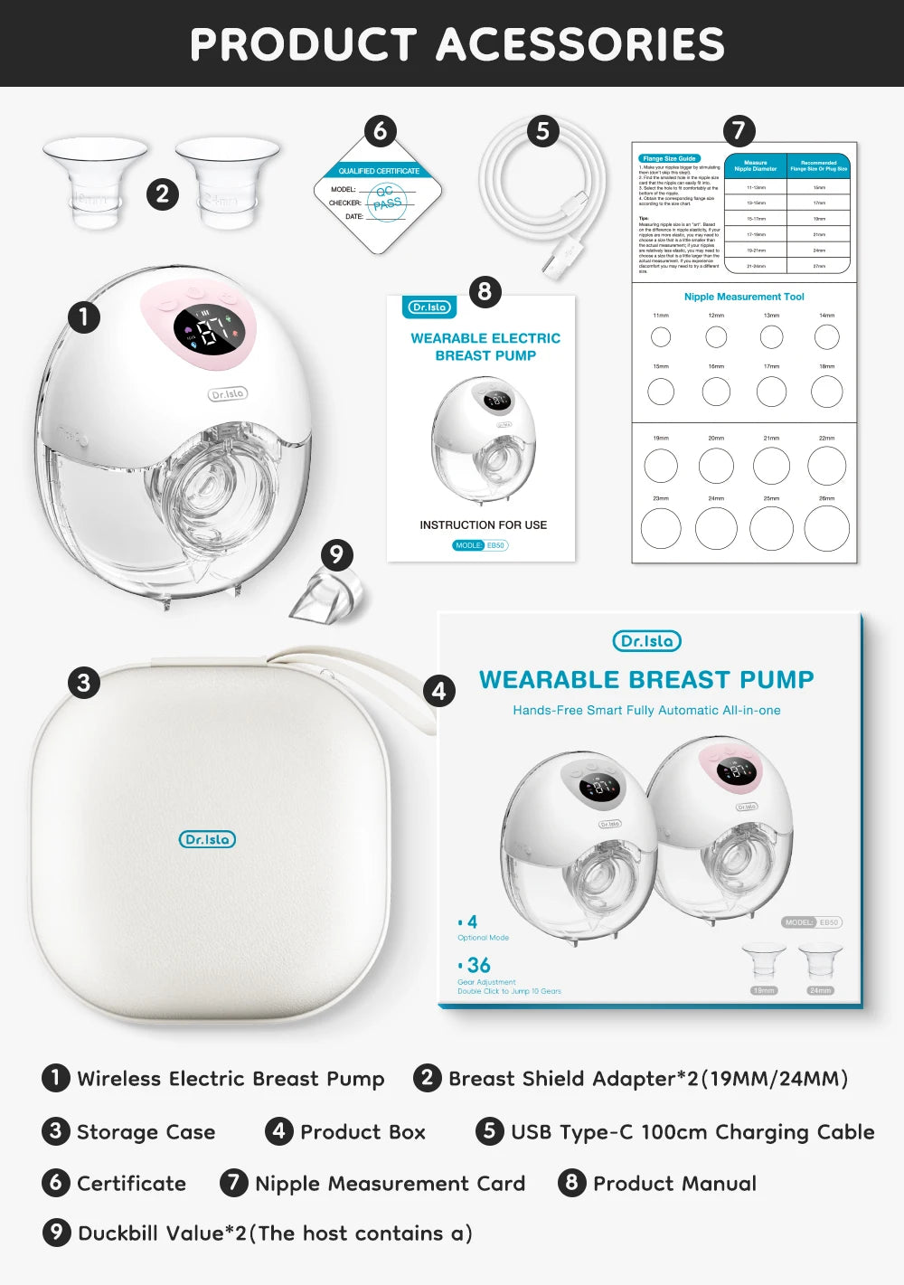 GREAT DEAL **1 PC MAMIJOY Wearable Electric Breast Pump 4 Modes  & 36 Suction levels - Silent Hands Free pump