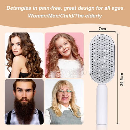 Upgraded Press-Type Self Cleaning Hair Brush Air Cushion Comb Ladies LongHair 3D Central Airbag Massage Comb Household Hairbrush