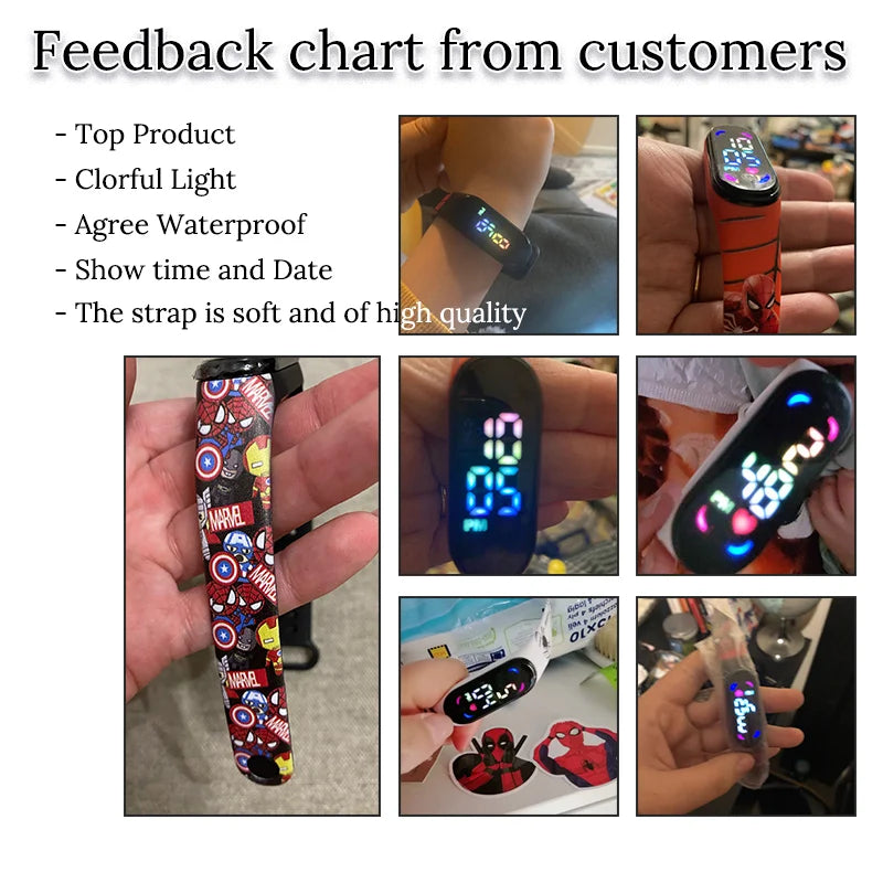 New Spiderman Kid's Waterproof Watches  Digital Watch Boys LED Clock