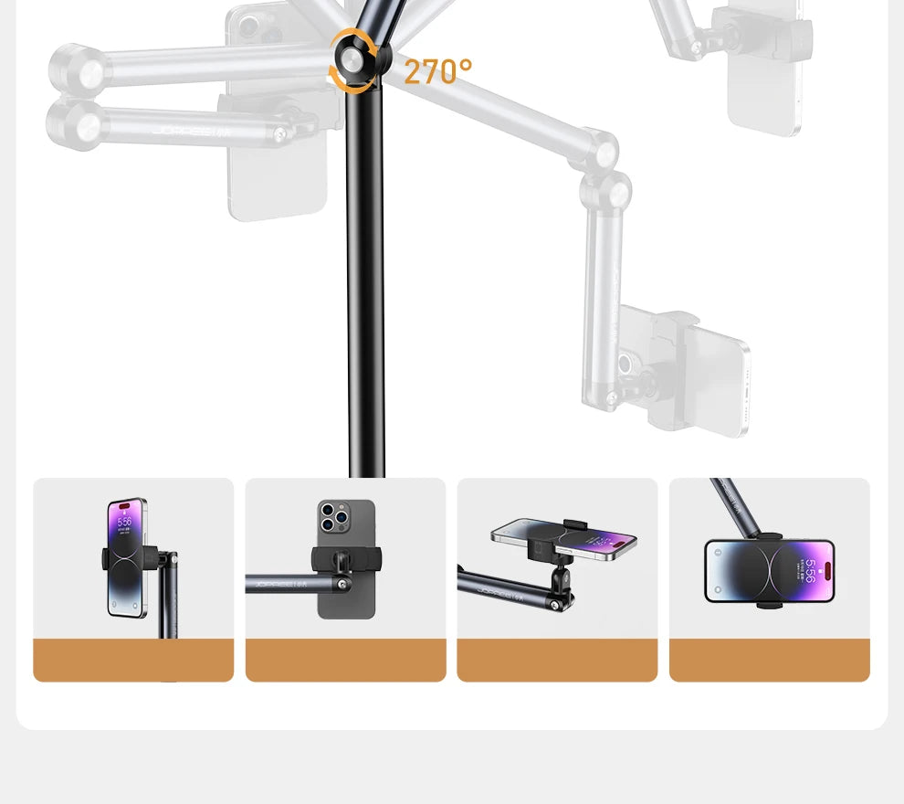 Stand Phone, Tablet Holder Floor Aluminum  Retractable iPad Clip