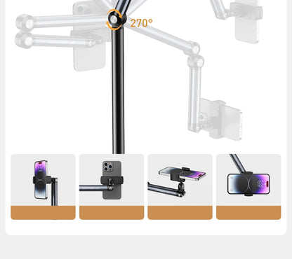 Stand Phone, Tablet Holder Floor Aluminum  Retractable iPad Clip