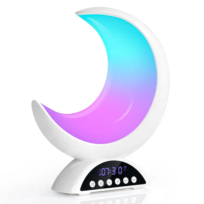 Cute Moon Mood Light Touch Dimming with Clock RGB Color Changing Light Bluetooth Speaker Music Playback  Bedroom Night Light