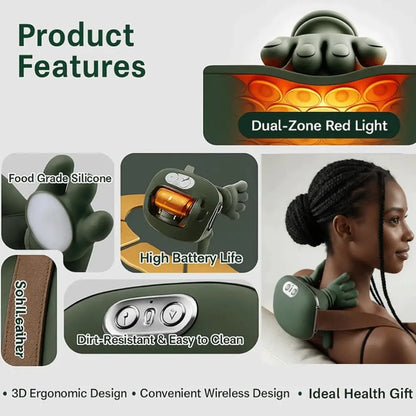 Wireless Neck And Back Massager with Heat 4D Kneading Shiatsu Deep Tissue