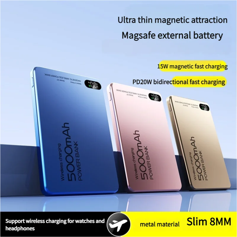Magnetic Portable charger Magsafe Wireless Charge Qi2  External Battery  For iPhone 16 15 14 13 12