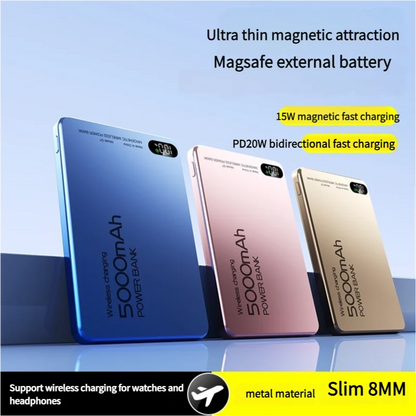 Magnetic Portable charger Magsafe Wireless Charge Qi2  External Battery  For iPhone 16 15 14 13 12