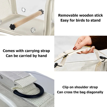 Portable Breathable Bird, Hamster, parrot Travel Bag With Stand & Removable straps  design